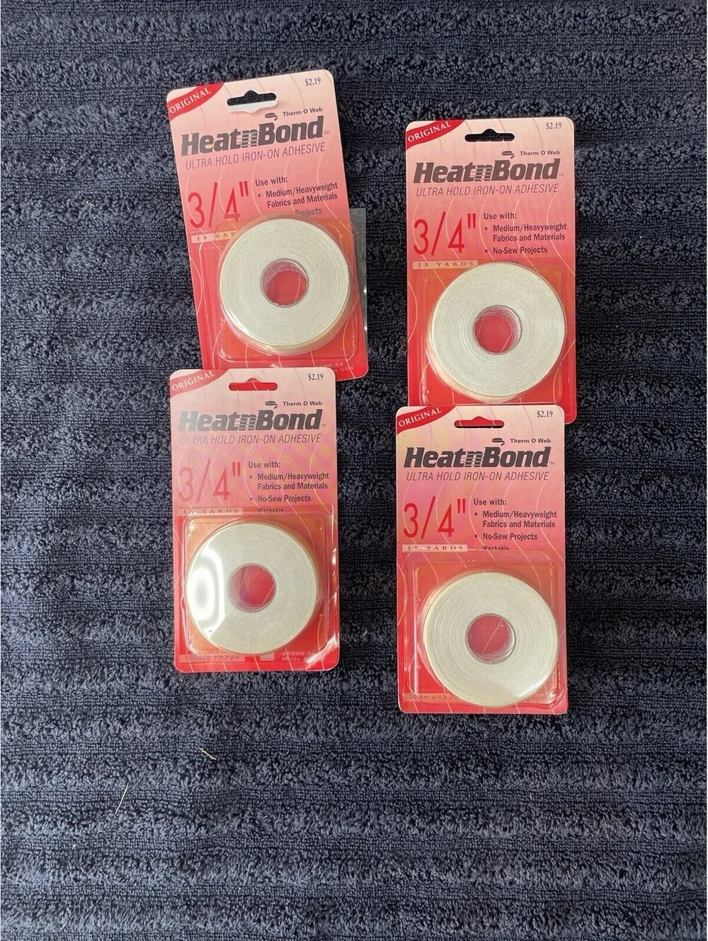 New Lot Of 4 Heat N Bond Iron On Adhesive Size 3/4